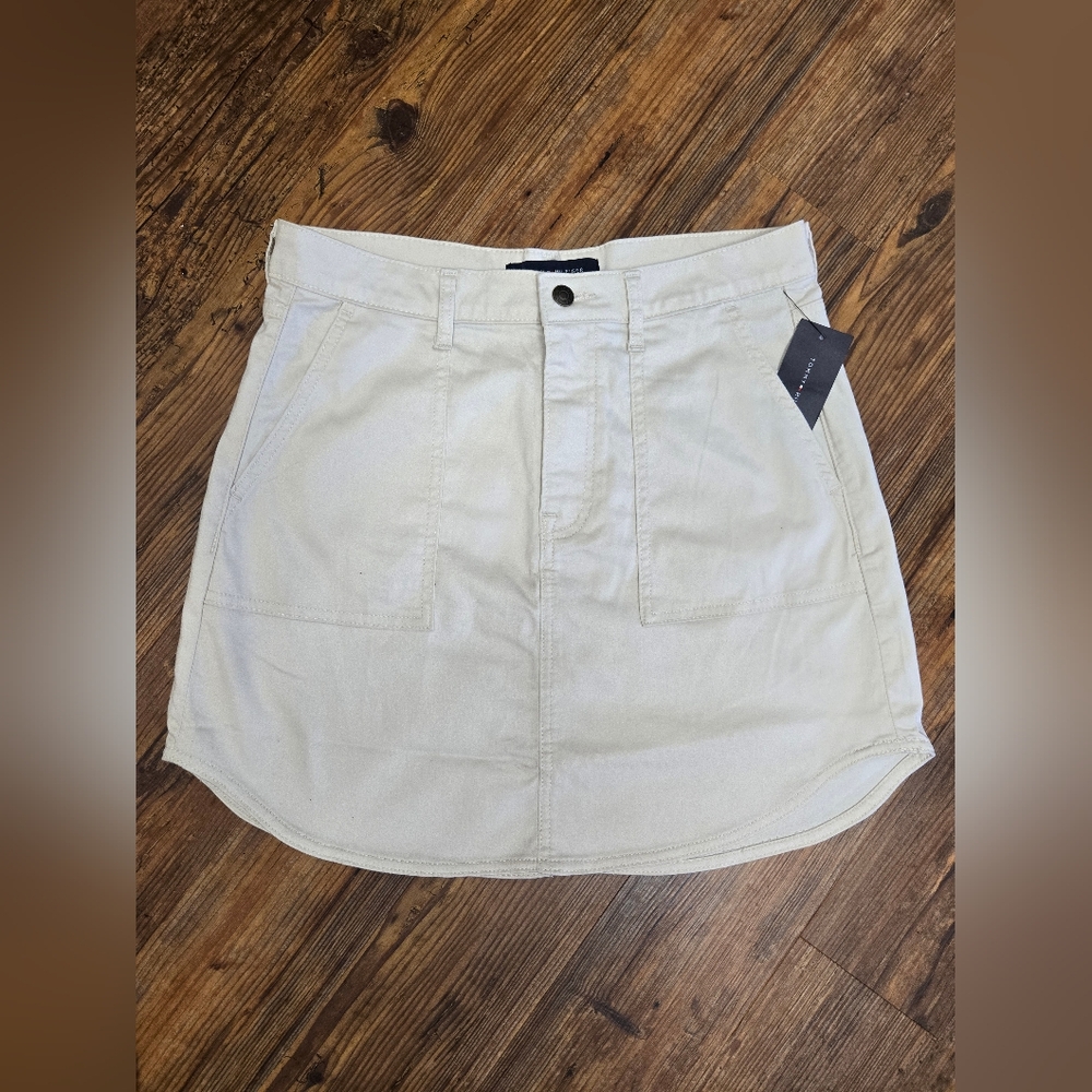 tommy hilfiger tan skirt 10 nwt school cool prep boho pockets